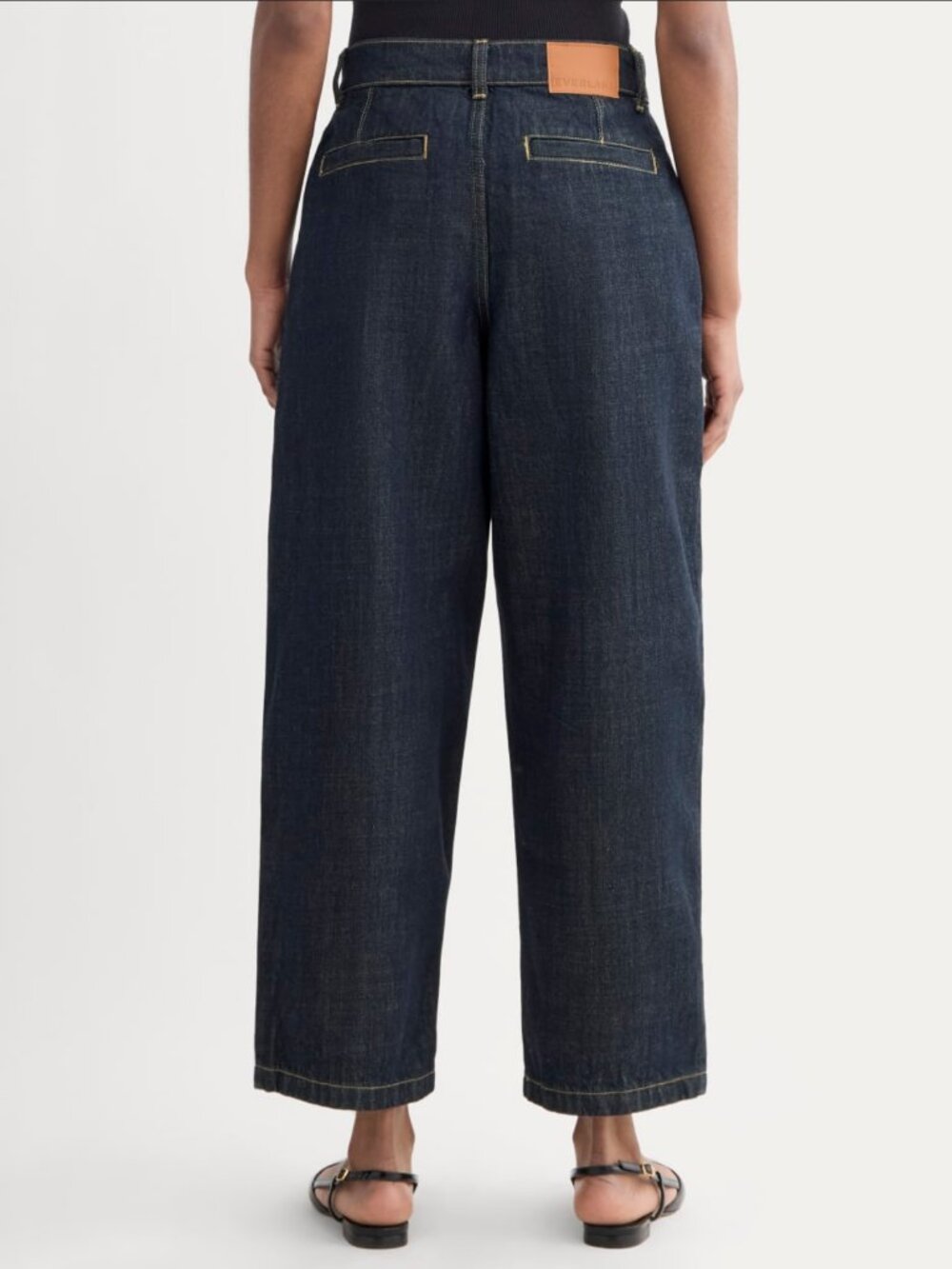 Everlane High Rise Pleated Jean Dark Indigo - Picture 3 of 9